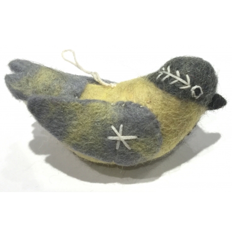 PAPOOSE - felt hanging bird, grey